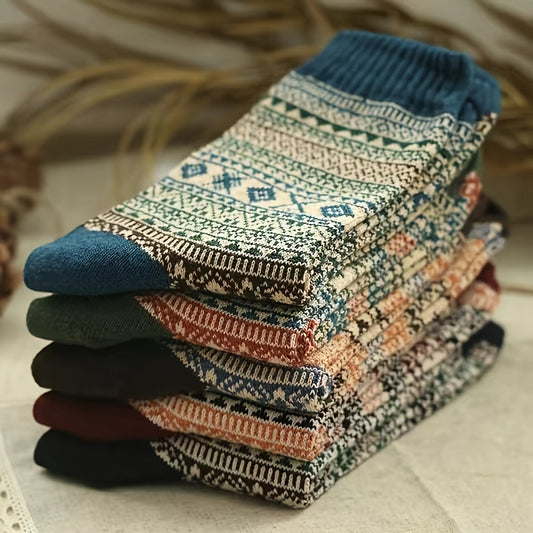 5 Pairs Women's Winter Warm Thick Soft Mid-calf Socks