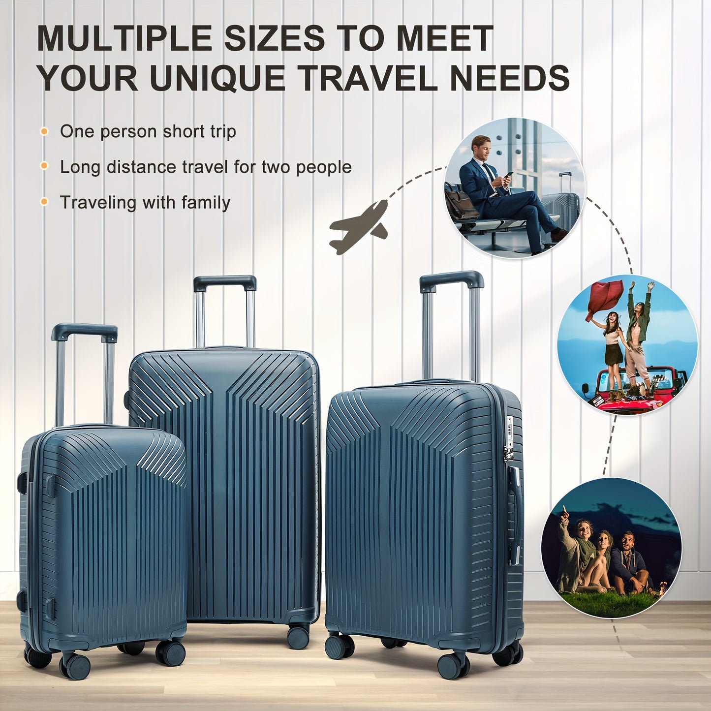 5pcs Travel Luggage Bag Set, Including 3pcs 28\u002F24\u002F20 Inch Hard-Shell Lightweight Suitcase, With Double Spinner Wheels Locks, Casual Zipper Backpack And Toiletry Bag