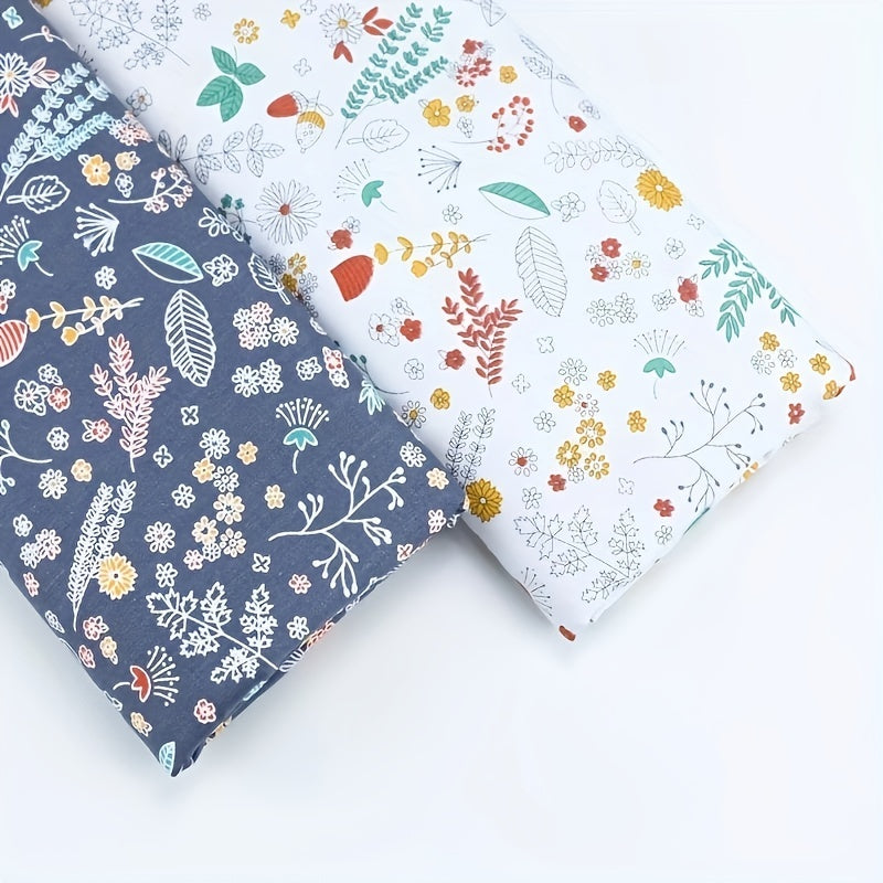 6pcs Fat Quarter Floral And Leaf Pattern Fabric, Grey And Dark Blue Fabric For DIY Patchwork Sewing, Doll Cloth And Handmake Bag Cloth, 19.69*15.75inch