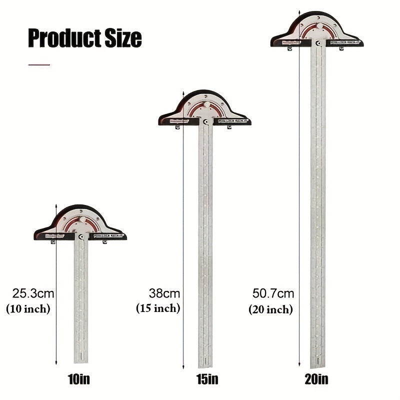 Régua angular de borda para carpintaria, 10 polegadas, 15 polegadas, 20 polegadas, régua de decoração para casa, ferramenta para trabalhar madeira, 1 peça