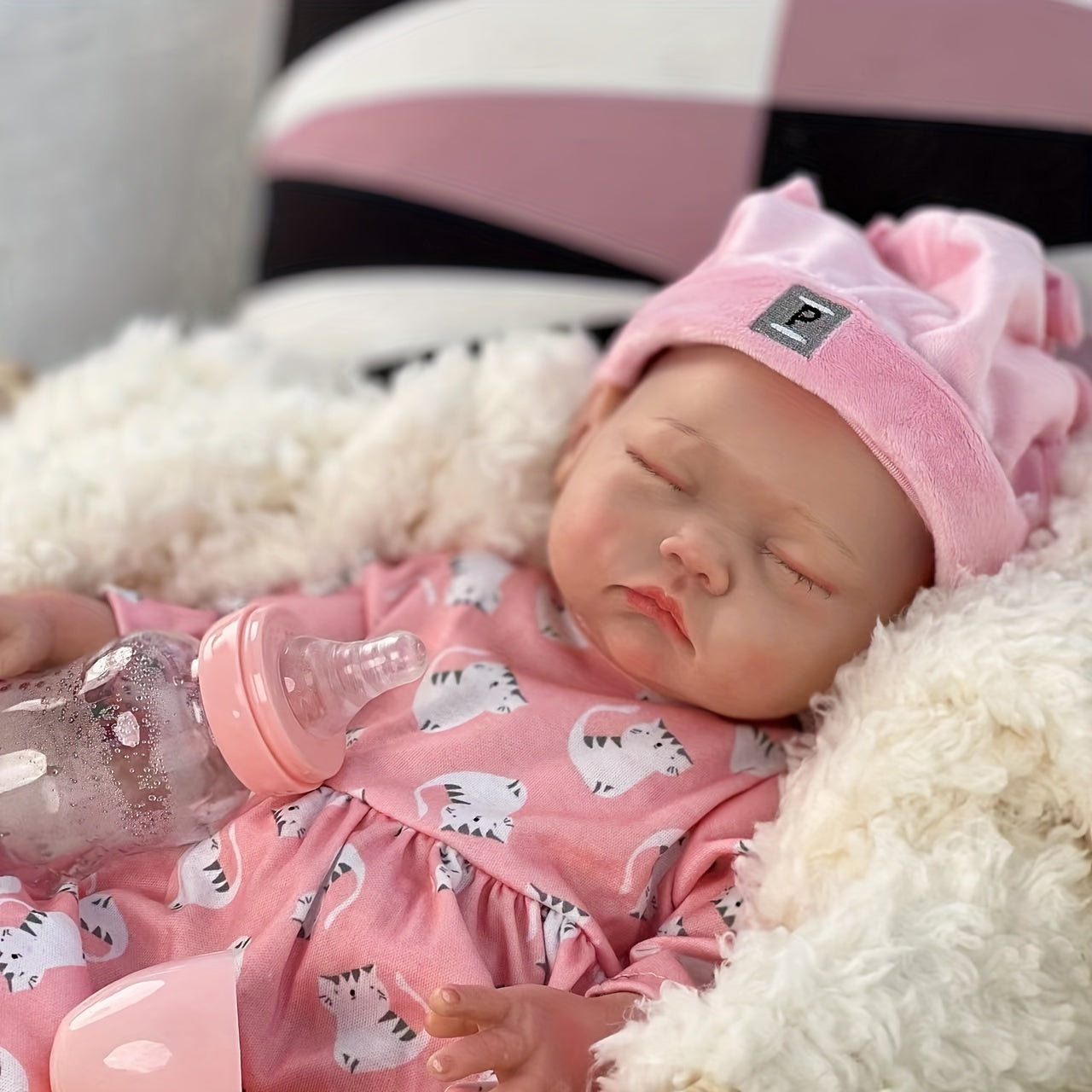 17.72inch Sleeping Girl Silicone Reborn Dolls Full Body Soft Solid Silicone Bebe Reborn Doll Artist Painting Baby Dolls For Family's Gift Corpo De Silicone Inteiro Muñeca