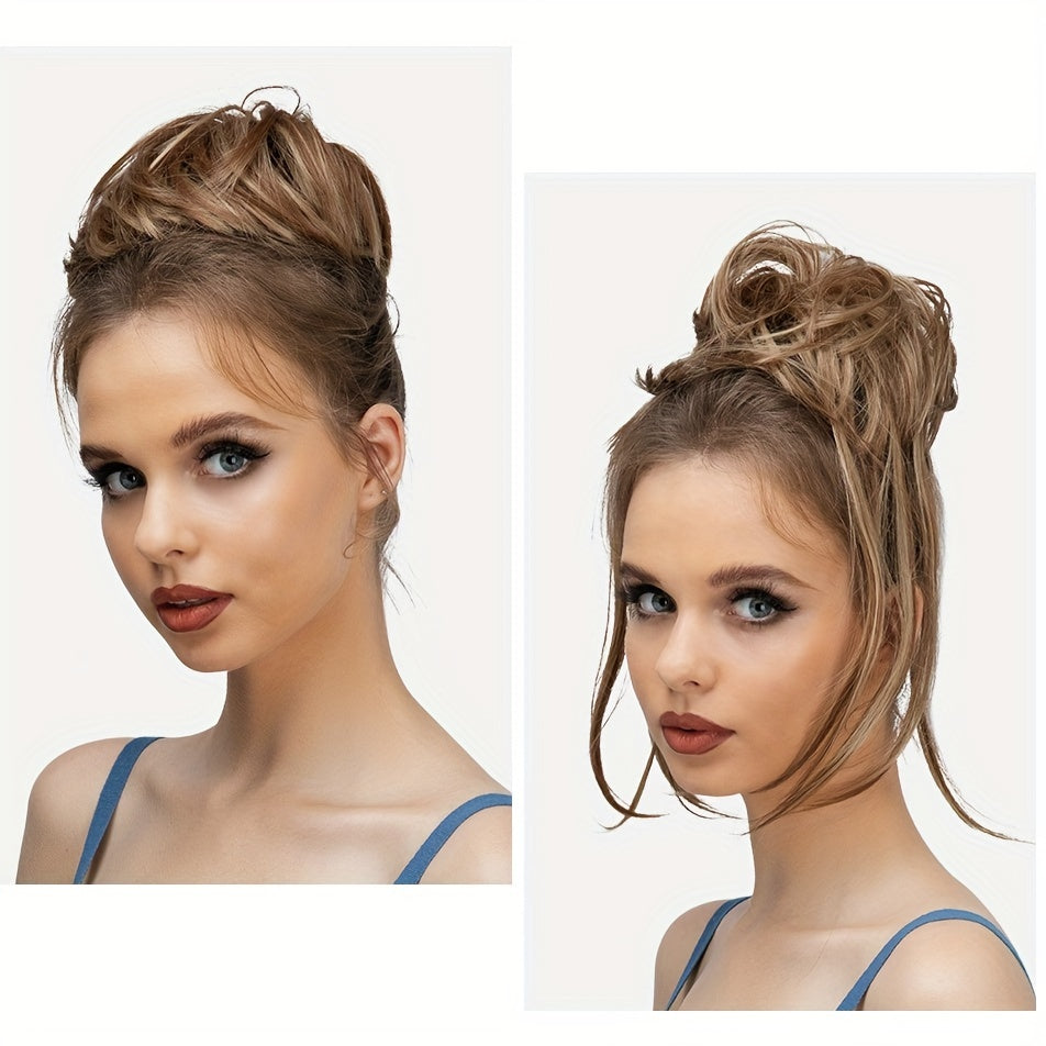 Unordentliches Brötchen-Haar-Stück für Frauen Super lang zerzauste Updo-Scrunch ies synthetische gewogene, lockige Pferdes chwanz verlängerung Chignon Haarschmuck