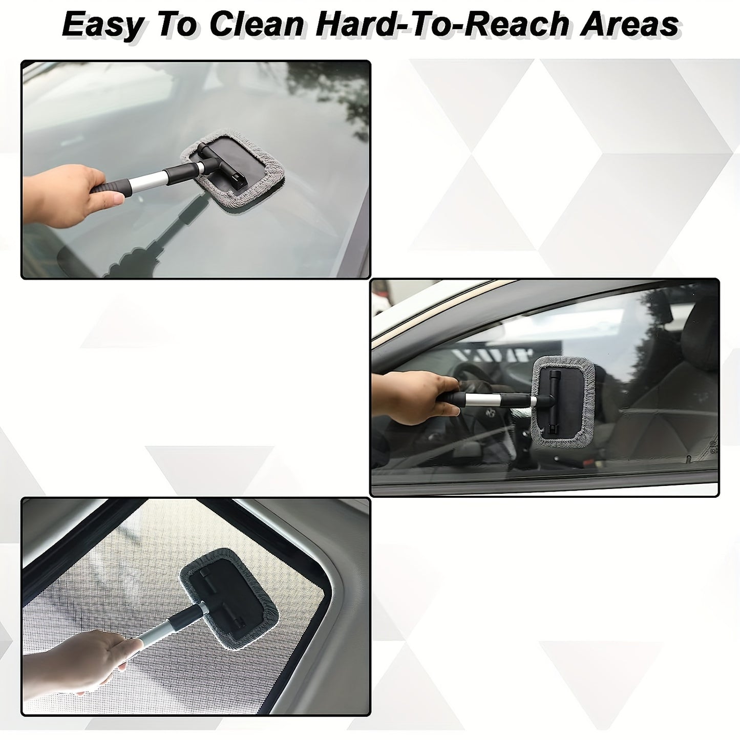 Limpiador de parabrisas-Herramienta de limpieza de ventana de coche de microfibra con mango extensible y almohadilla de tela reutilizable lavable Auto Interior Exterior Limpiador de vidrio Kit de limpiador de vidrio de coche (extensible) Navidad, Día de A