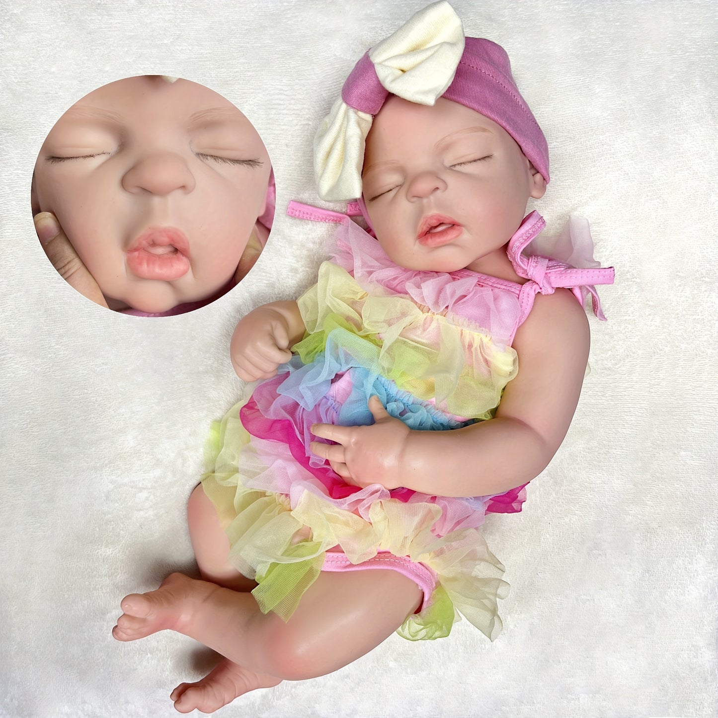 55CM\u002F21.65inch All Silicone Girl Reborn Dolls, Painted Realistic Full Body Soft Solid Silicone Newborn Baby Dolls For Collection Gift