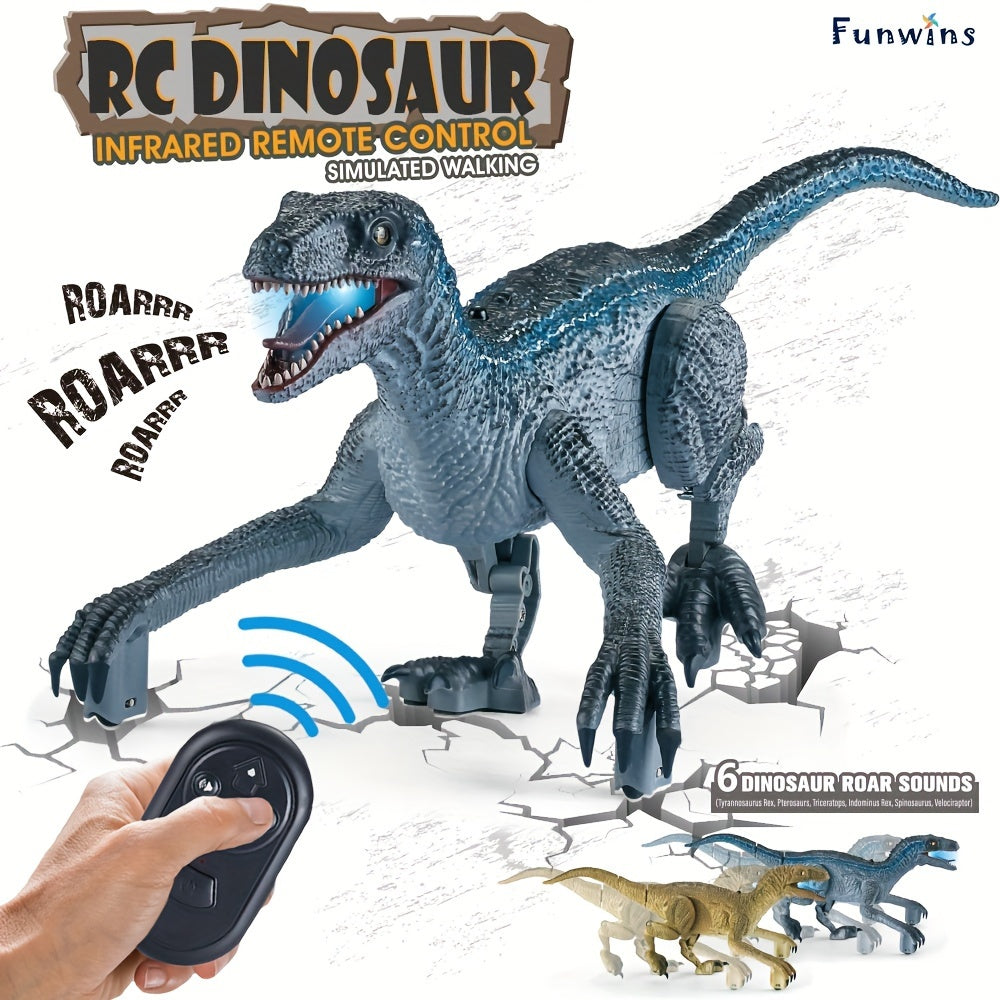 RC Dinosaur Robot,Walking And Roaring Dinosaur Remote Control Electronic Robots Toy Jurassic Raptor Toys Dinosaurs With Light And 6 Sound, Christmas, Halloween, Thanksgiving Day Gift