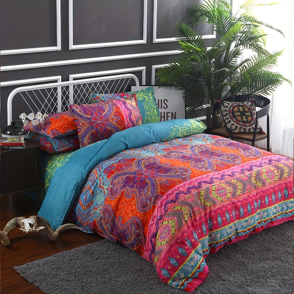 3pcs Boho Bedding Striped Bedding Bohemian Duvet Cover Set (1pc* Duvet Cover + 2pcs Pillowcase, No Pillow Core)