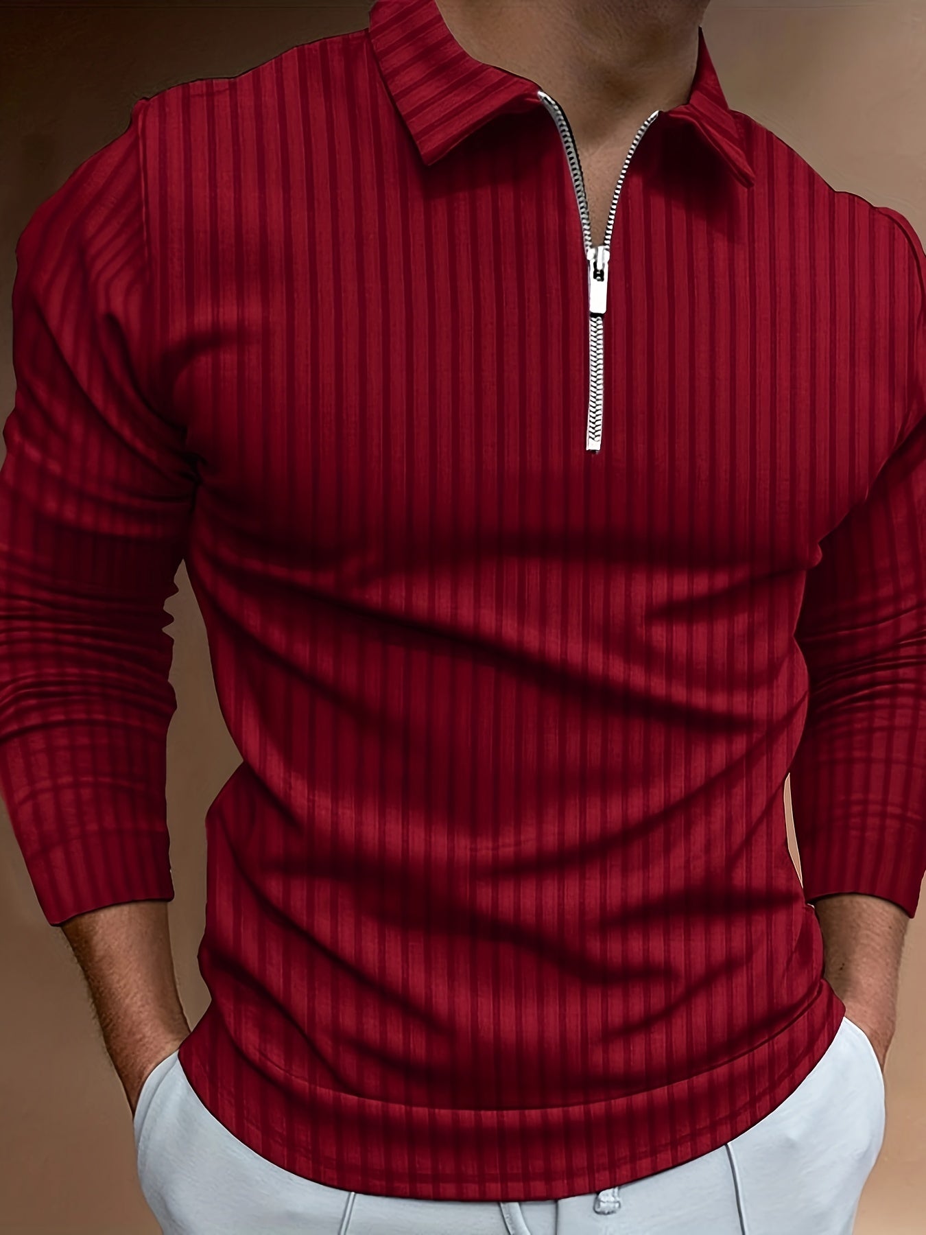 Herren Lässige lange Ärmel mit Reiß verschluss Hemden, Revers kragen Tops Pullover, Herren bekleidung für den Frühlings herbst