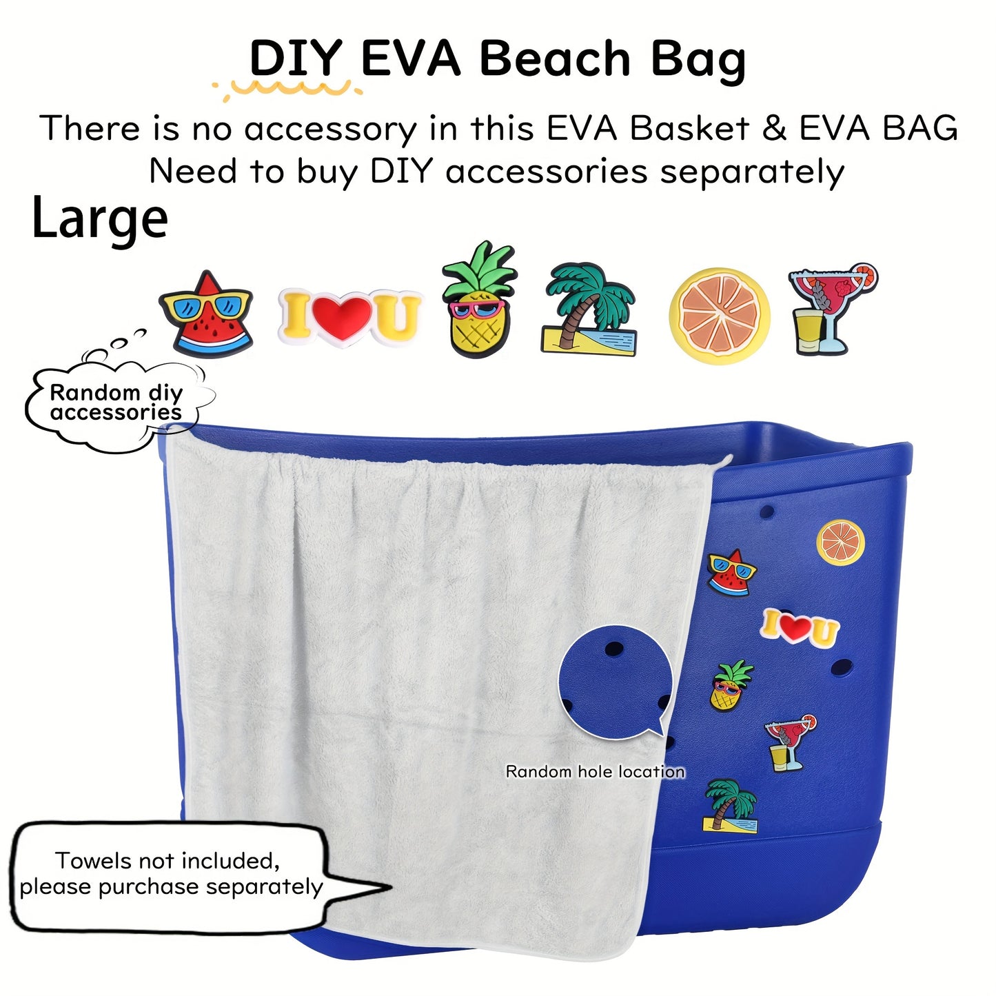 Waterproof EVA Beach Bag, Portable Handbag For Outdoor Sports, Trendy Travel Beach Boat Swimming Tote Bag