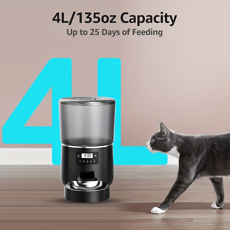 Automatic Pet Feeder, 1.06gal Moisture-Proof Cat Dry Food Dispenser, USB Rechargeable Timer Cat Food Feeder For Indoor Cats