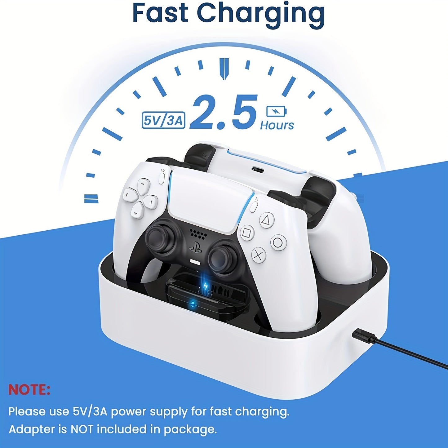 Fast Charging Dock Charger Station With Safety Chip Protection &amp; LED Indicator For Playstation PS5 Controller