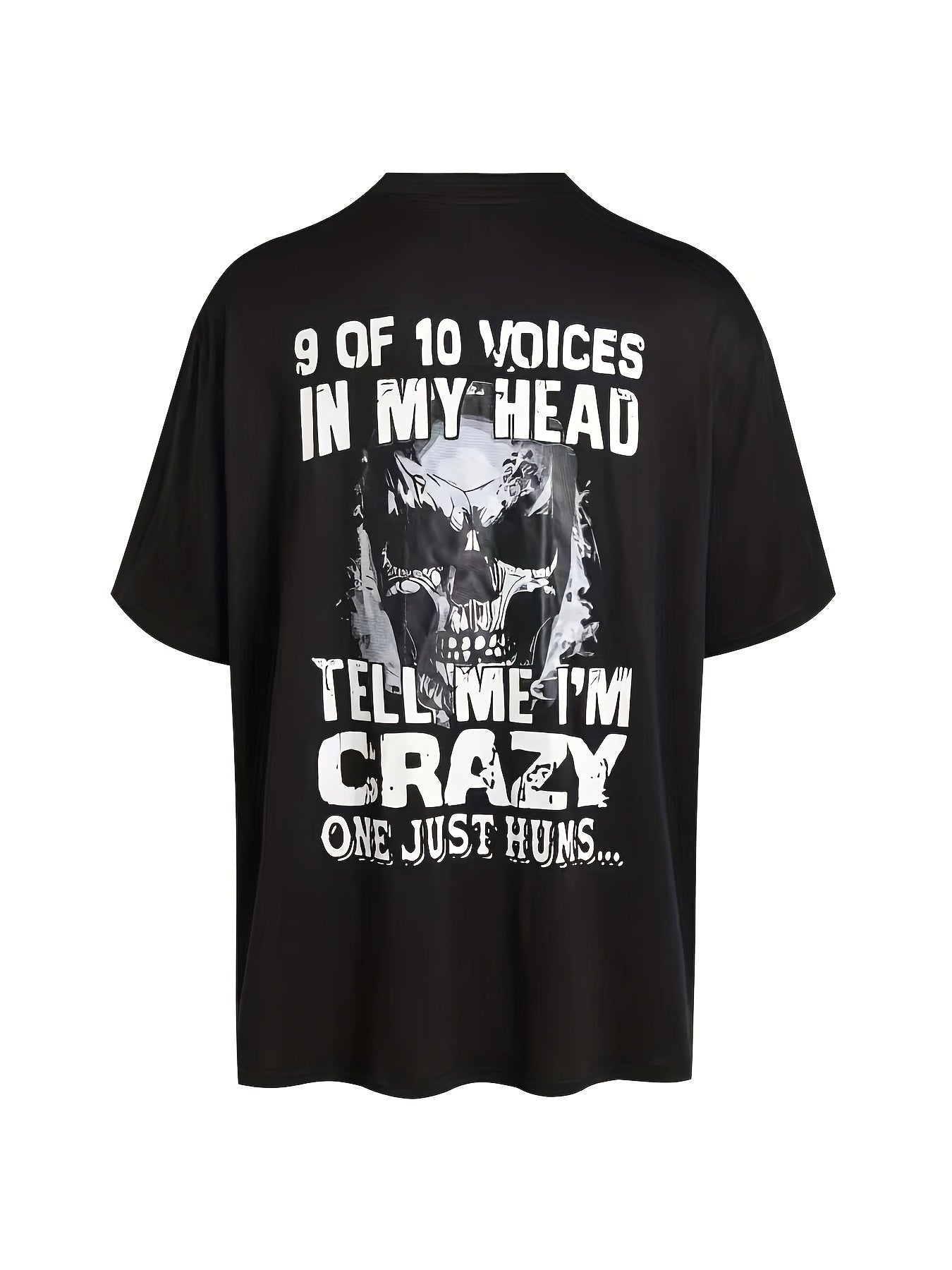 Plus Size Men's 3D Crazy Skull Graphic Print T-shirt, Street Style Tees For Summer, Slim Fit Short Sleeve Tops For Big & Tall Males, Men's Clothing