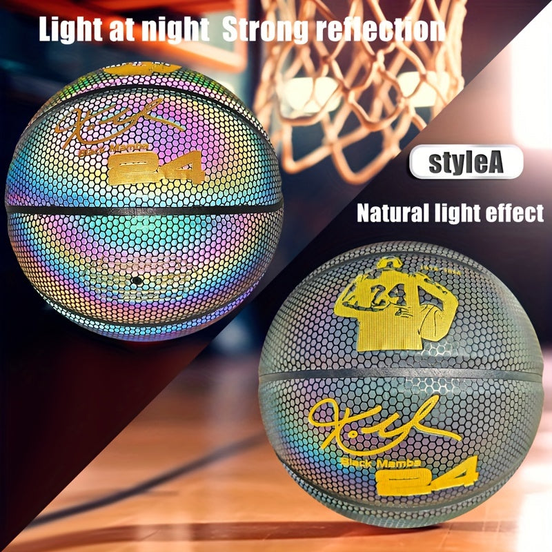 1PC Size 7 Basketball, Reflective Colorful Basketball, Anti Slip Wear-resistant Basketball For Match Training