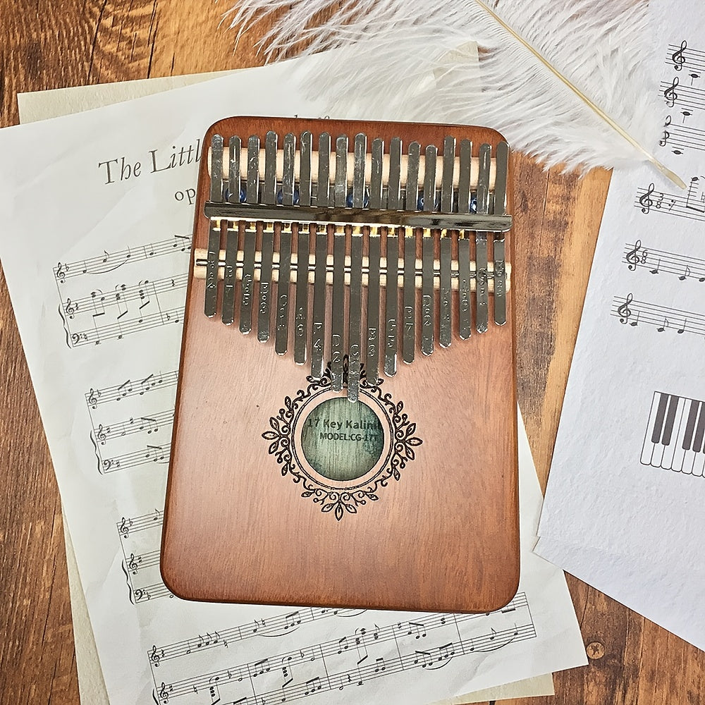 Kalimba piano de polegar 17 teclas piano de dedo portátil, estilo retro marimba presentes de música para adultos iniciantes amantes jogadores