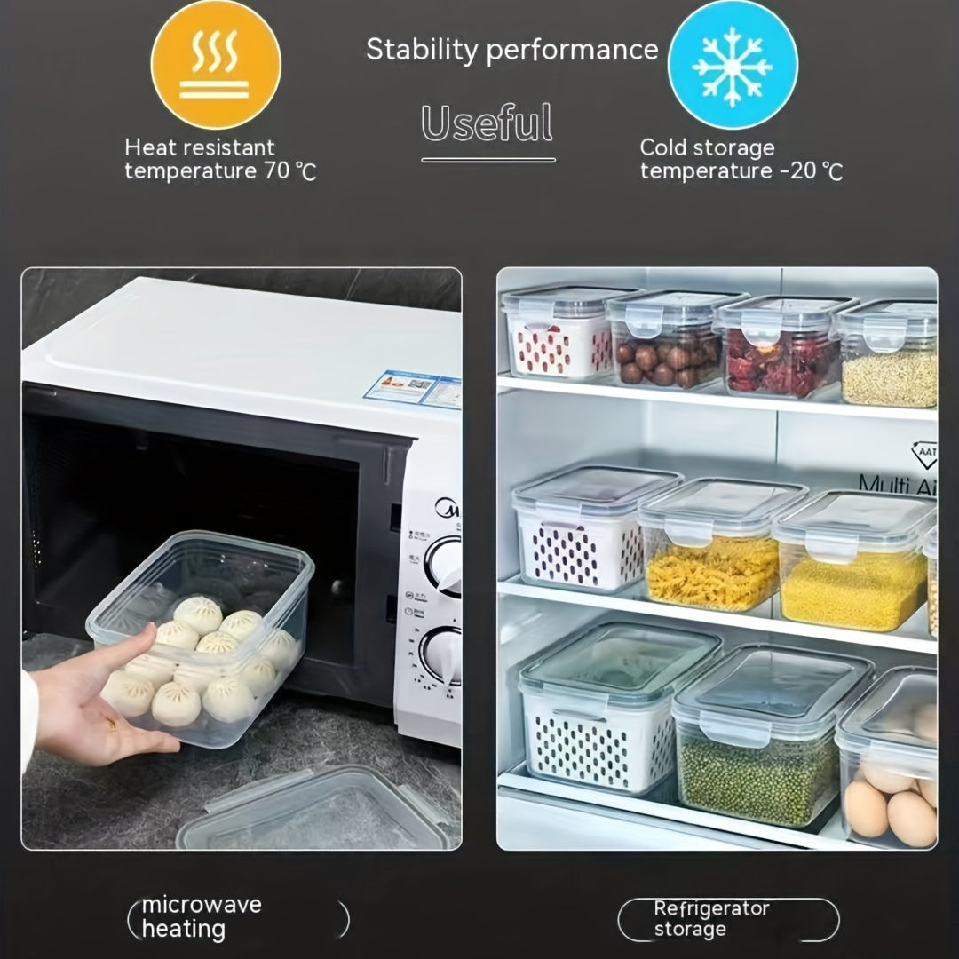 3pcs Multifunctional Sealed Fresh-keeping Boxes for Fruits and Vegetables - Drainage Tank and Refrigerator Storage Box - Keep Food Fresh and Organized in Your Kitchen