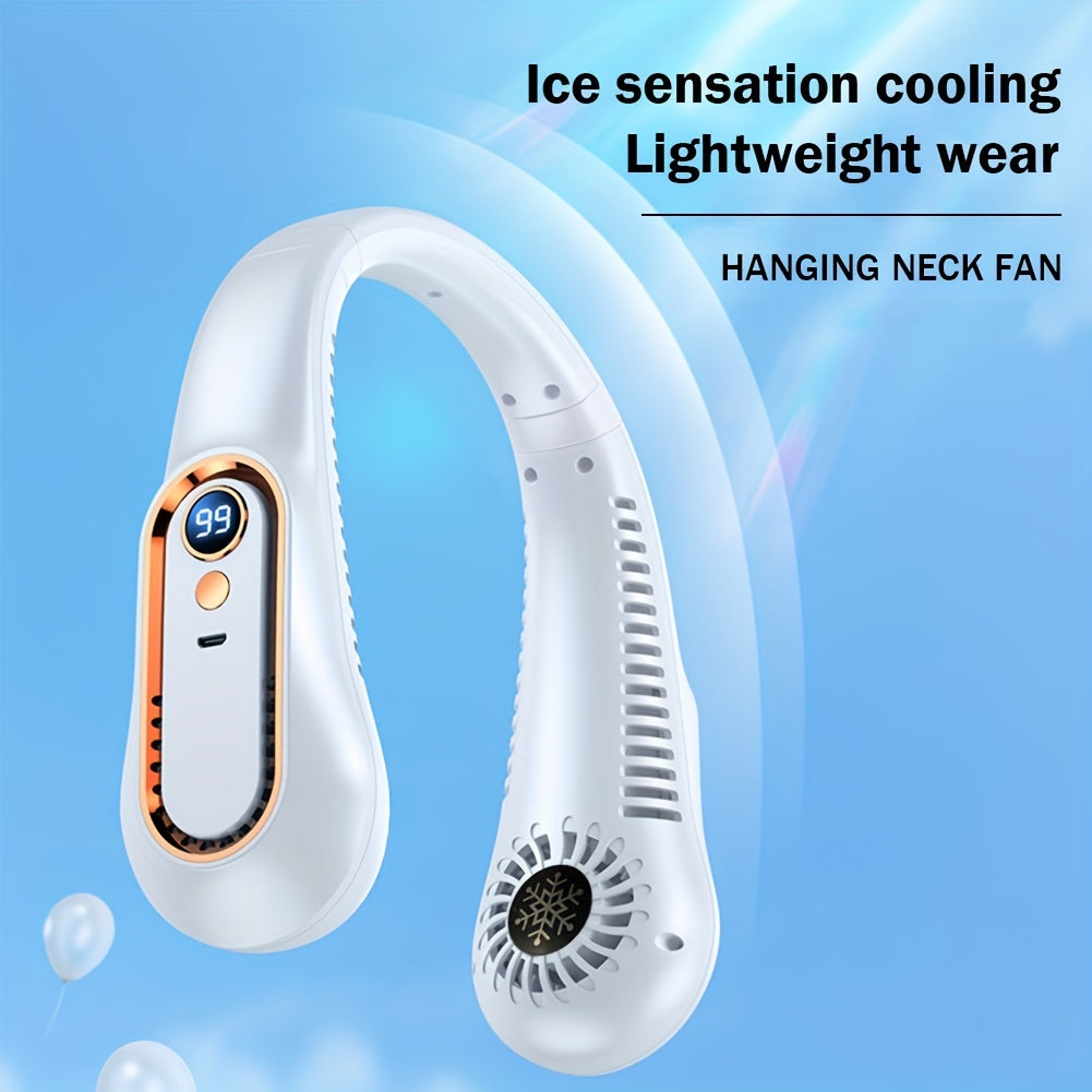 Neck Fan, Stay Cool And Comfortable With This USB Rechargeable 5-Speed Adjustable Neck Fan - Digital Display & Bladeless!