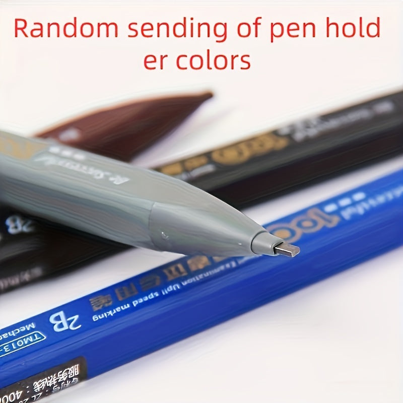 3pcs Pencils And 48pcs Lead 2B Black Lead Automatic Pencils #no Sharpening Lead- Perfect Office And School Supplies! (mixed Color)