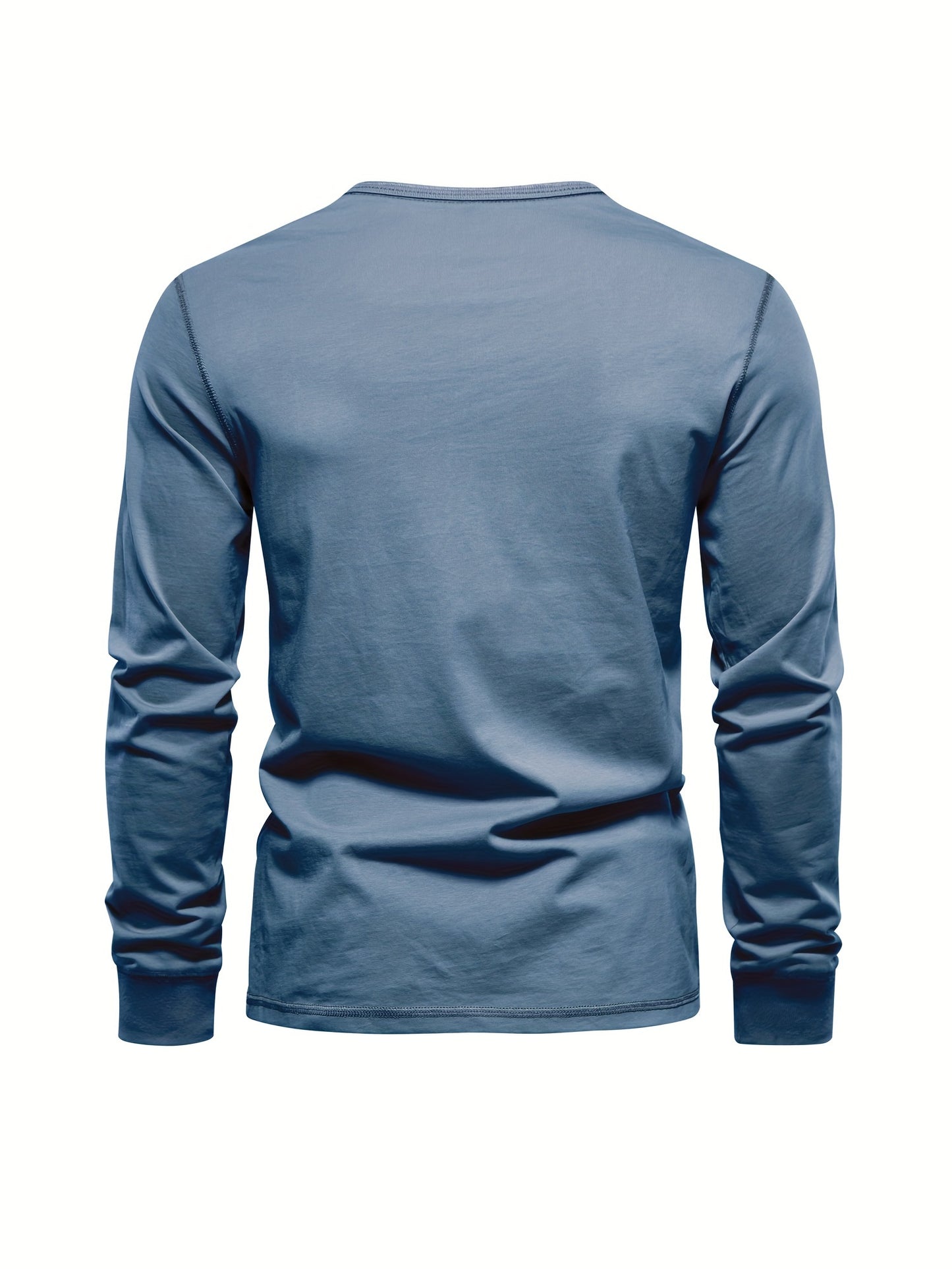 Men's Henley Collar Long Sleeve Cotton T Shirt