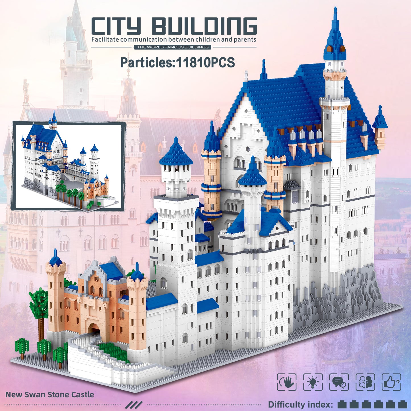 1 Set 11810pcs Castle Model Building Block Toys, Mini Building Blocks Toys, Architectural Model Toys, Educational Toy