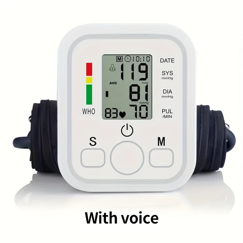 1pc Smart Arm Blood Pressure Monitor - Easy And Easy To Use With Voice Broadcast, Measure Your Blood Pressure At Home (Battery Not Included)