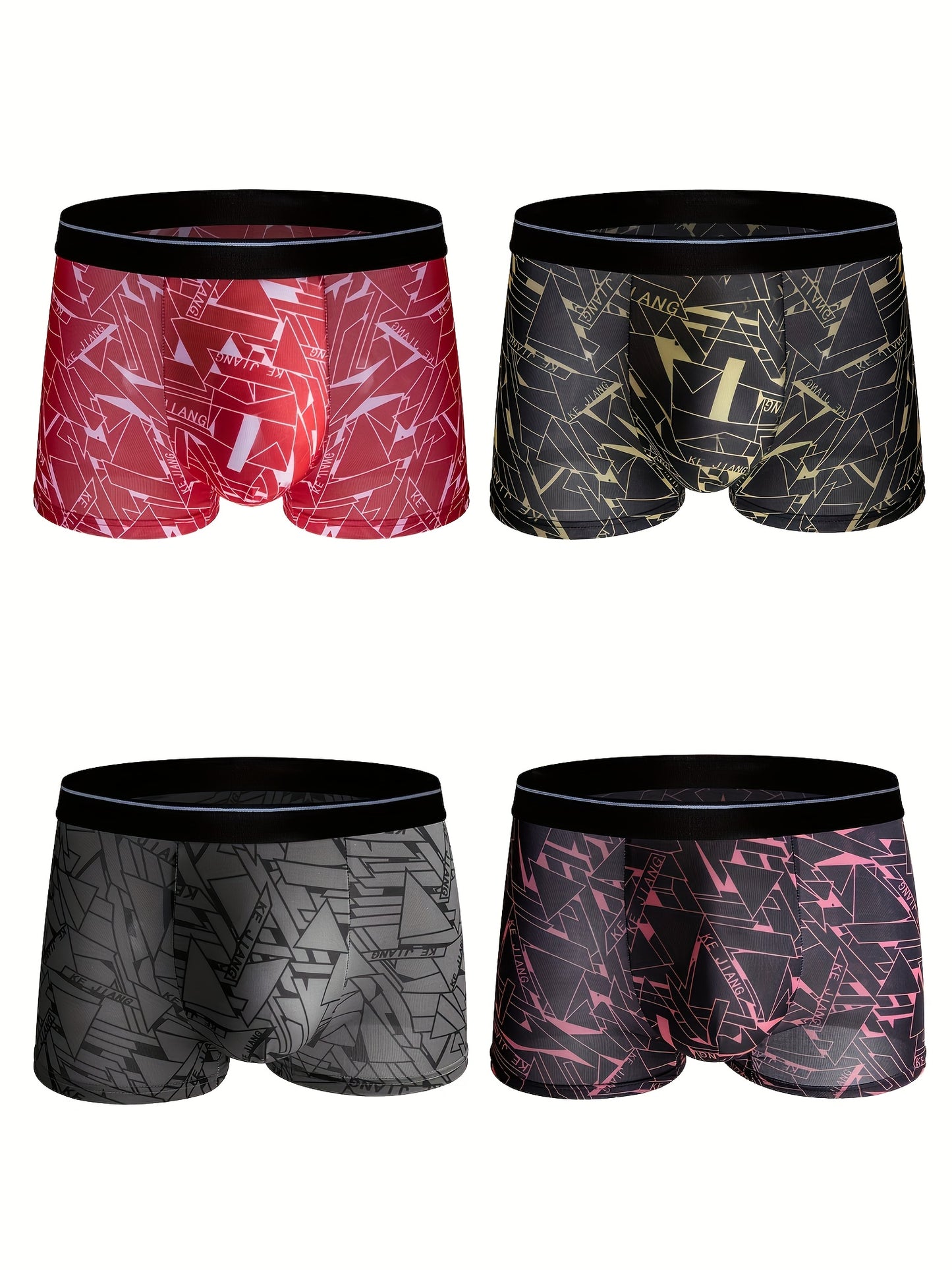 Men's Trendy Graphic Underwear, Breathable Comfy Quick Drying Stretchy Boxer Briefs, Men's Underpants