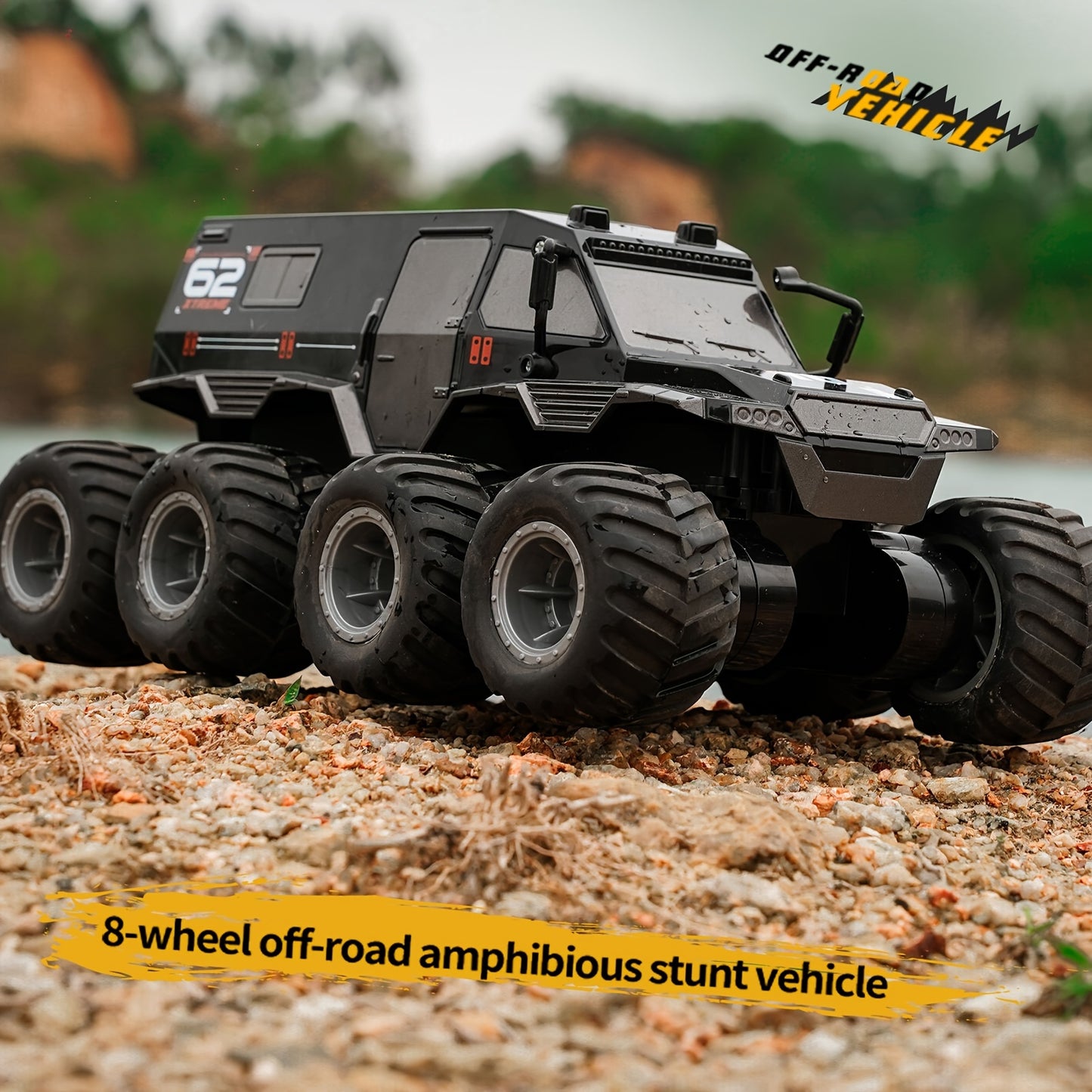 2.4GHZ 8-Wheel Off-road Amphibious Stunt Vehicle With High Speed Running, All Terrains Available, Waterproof Design, Long Running Distance, Birthday Christmas Gifts Toy Car