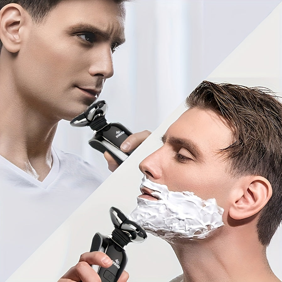 Rechargeable Waterproof Electric Shaver Razor for Men with Nose and Sideburn Trimmers and Face Cleaning Brush - Achieve a Smooth and Clean Shave