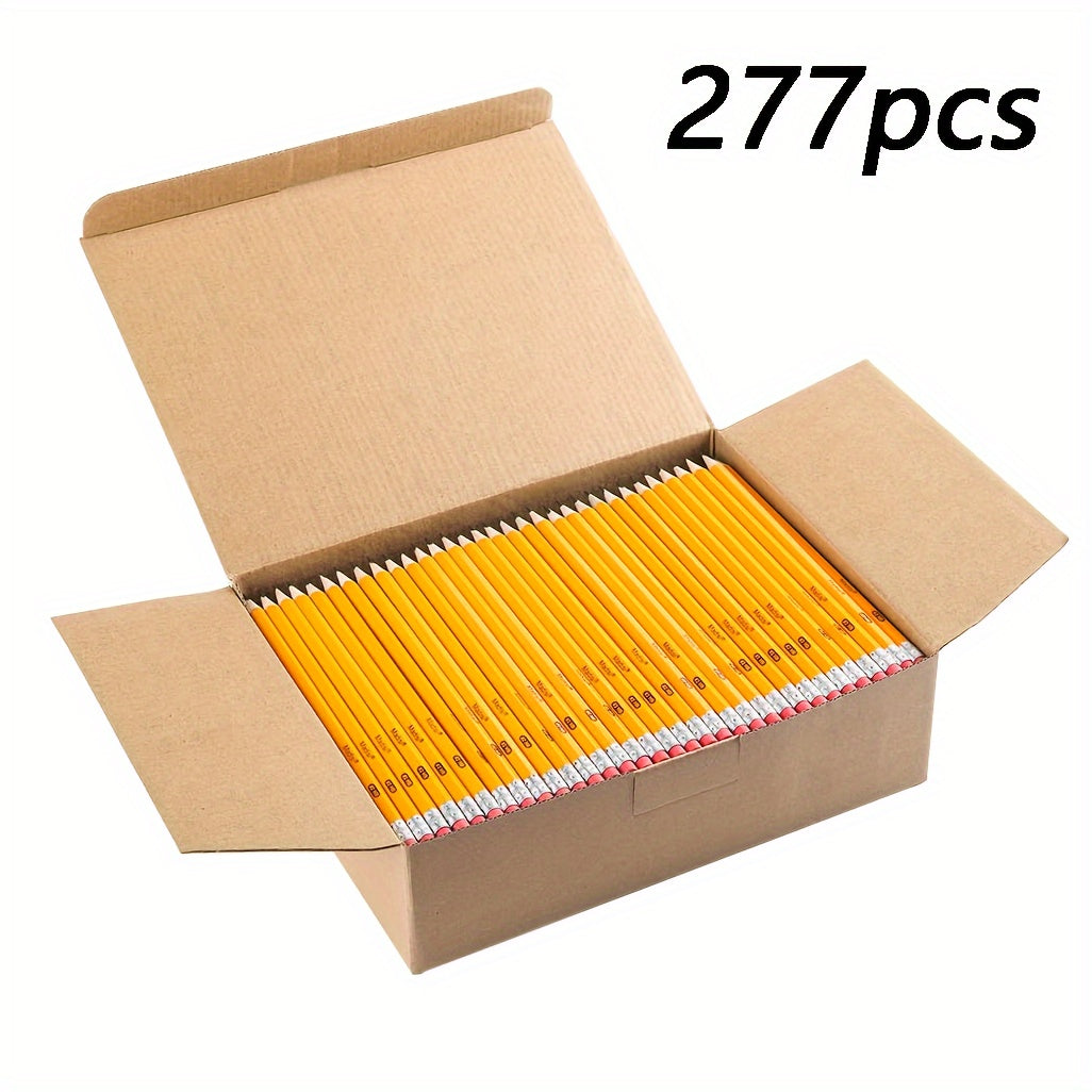 Wood-Cased #2 HB Pencils, Yellow, Unsharpened, Bulk Pack,Office supplies, back-to-school supplies, 277pcs