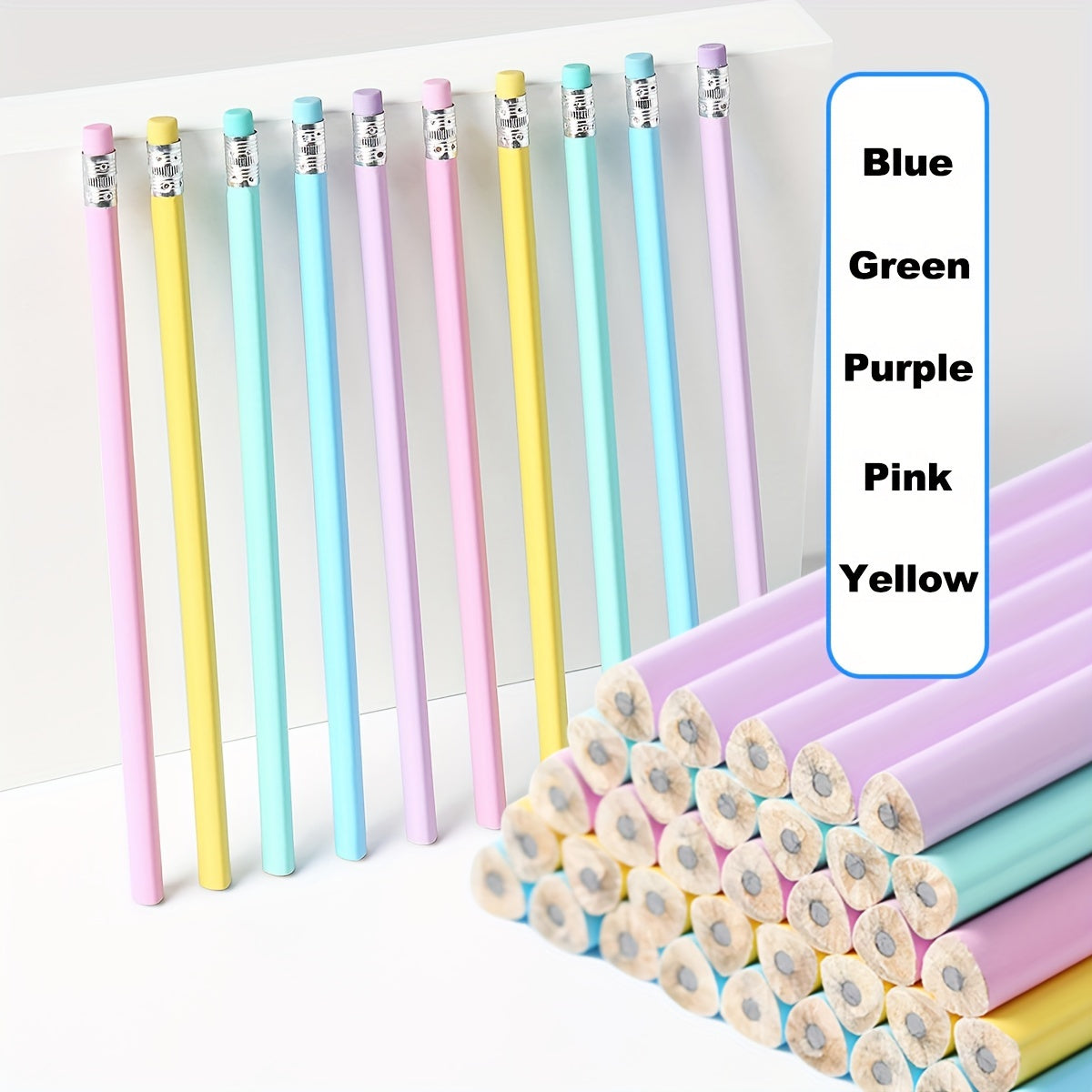 1000pcs Wooden Pencils With Eraser, Multi-color Pencils, Writing Pencils, Office Pencils, Stationery Supplies