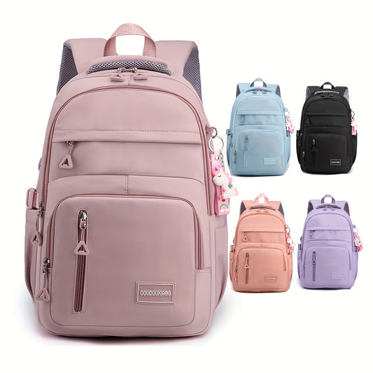 Trendy Mutli-pocket Solid Color Backpack, Casual Large Capacity Computer Bag, Perfect Knapsack For Travel And Commuting