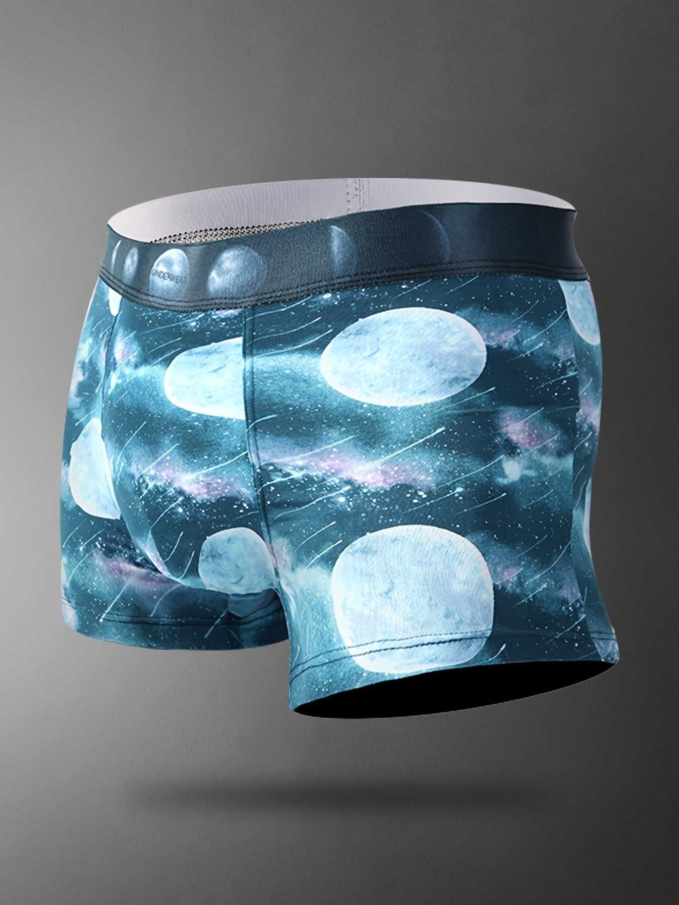 5pcs Men's Galaxy Print Stretch Ice Silk Boxer Briefs Underwear