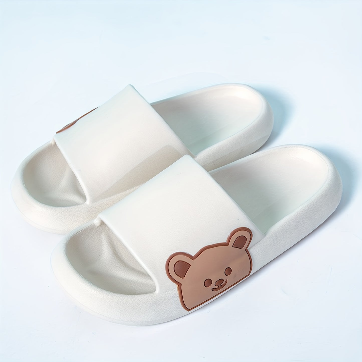 Cute Cartoon Bear Unisex Slide Shoes, Casual Soft Sole EVA Bathroom Shoes, Anti-Slip & Anti-Odor Slides