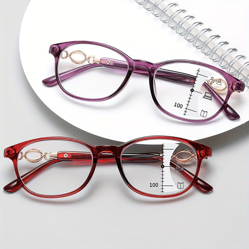 3 In 1 Eyeglasses For Reading Multi-focus See Far And Near Presbyopic Glasses Retro Readers For Women +1.0 To +4.0