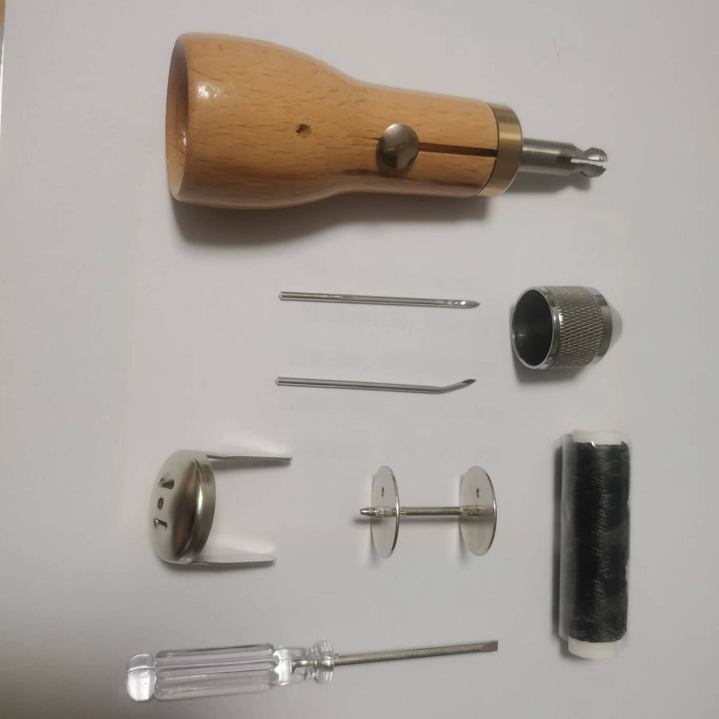 1set Sewing Awl Kit Portable Leather Sewing Awl Kit Including Handheld Sewing Repair Awl Straight And Bent Needles