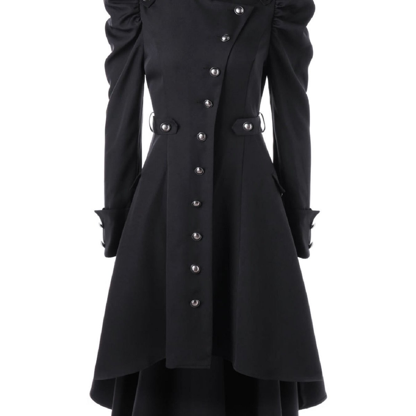 Solid Double Breasted Pea Coat, Belted Buckle Spring Mid-Long Lapel Outerwear, Women's Clothing