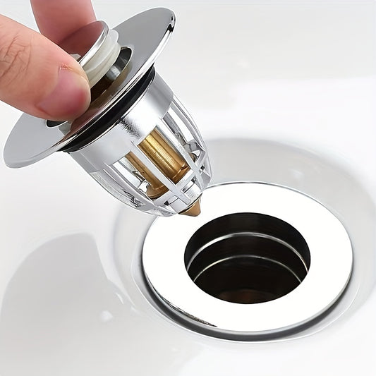 1pc Bathroom Sink Drain Stopper, Universal Stainless Steel Bounce Drain Plug Filter For 1.06\