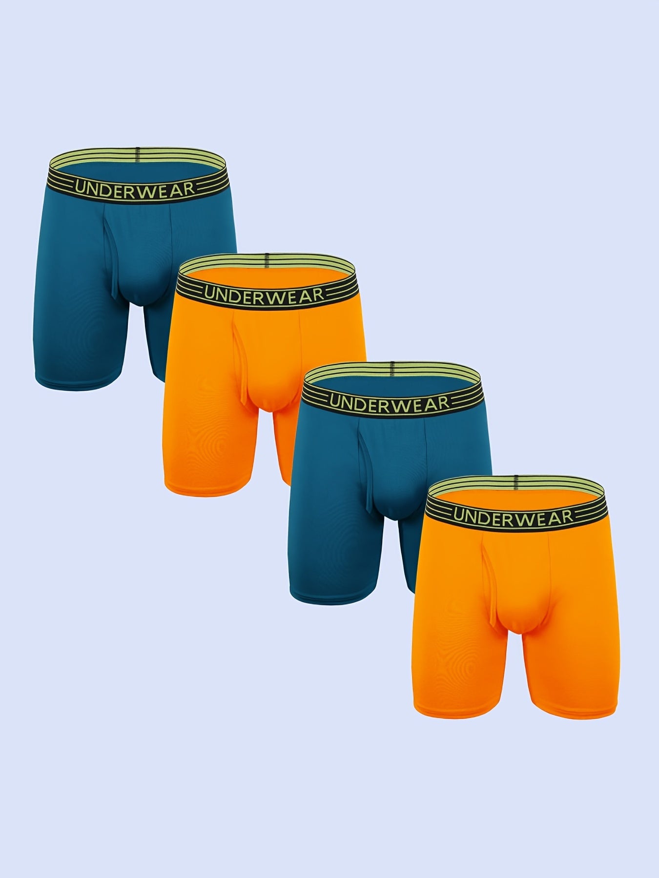 4pcs Men's Boxer Briefs, Trendy Letters Print Underwear, Breathable Soft Underpants, Plus Size