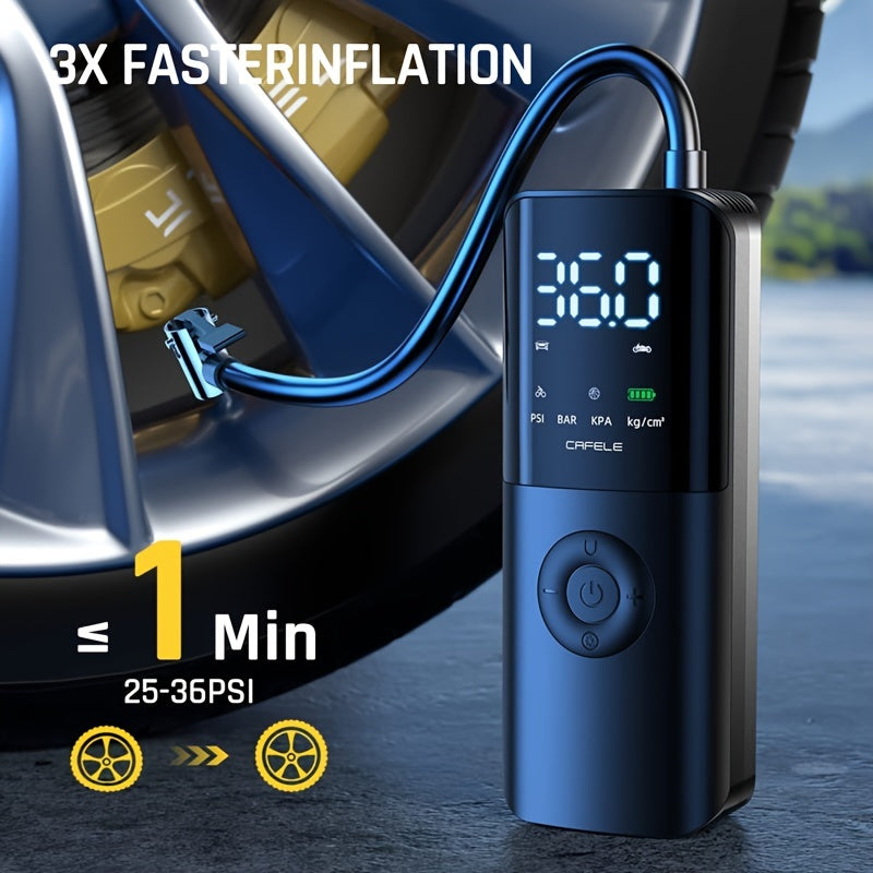 Portable Tire Inflator Air Compressor, 2X Faster Inflation, 150PSI Air Pump For Car Tire, Cordless Tire Inflator With 4000mAh Battery, Pressure Gauge