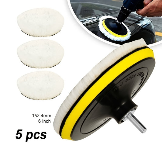 5pcs 6Inch Polishing Buffing Pads - Get A Professional Shine With Drill Adapter!