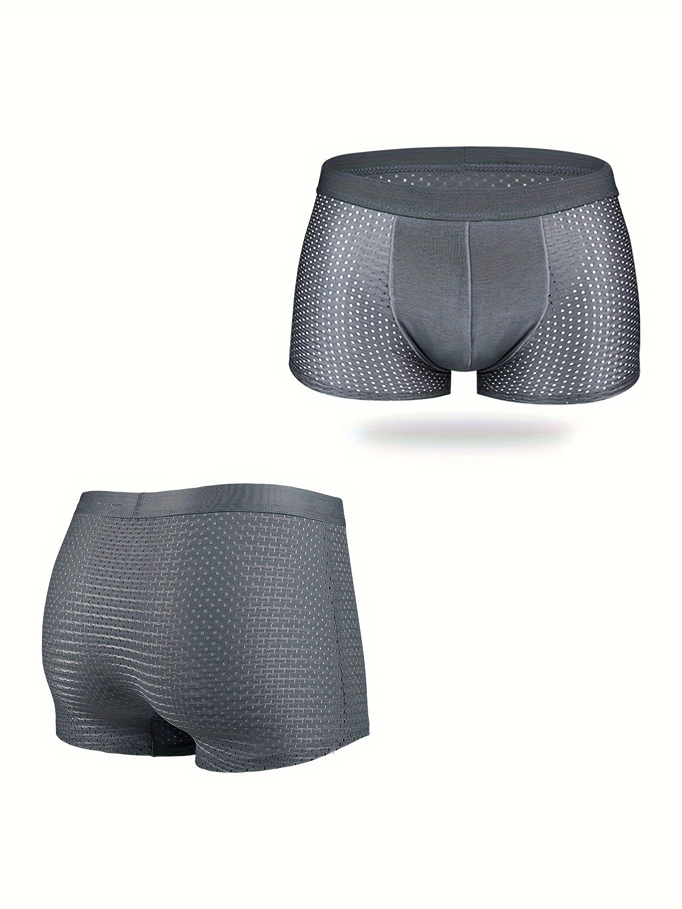 4 Pieces Men's Ice Silk Cool Boxer Briefs Shorts, Mesh Breathable Comfy Boxer Trunks, Sexy Underpants, Men's Underwear