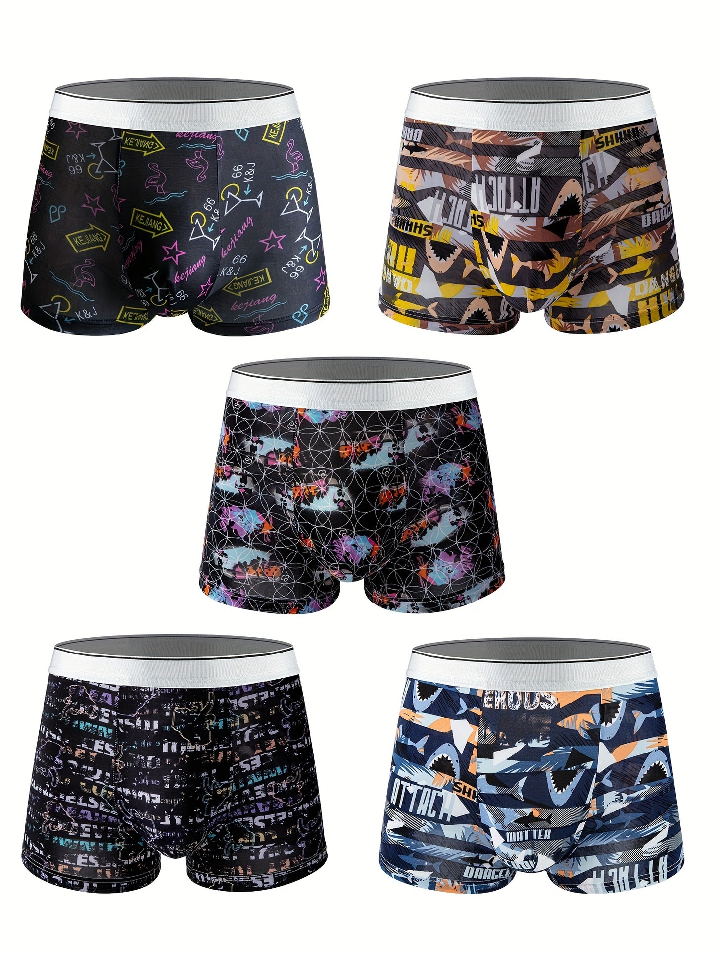 5 pacotes de roupa íntima elástica masculina de seda gelada, cuecas boxer de alta elasticidade