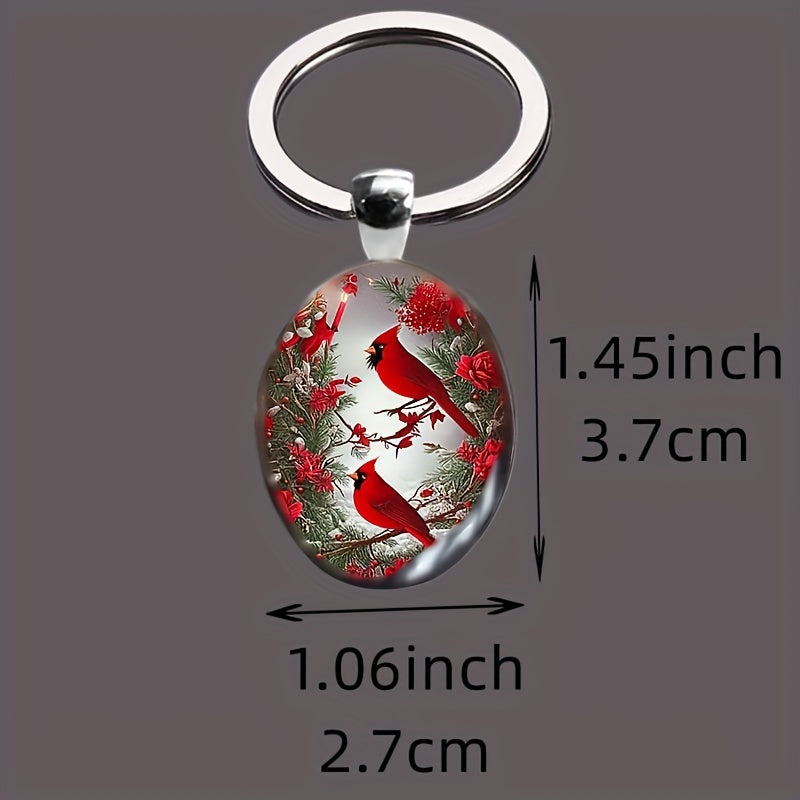 Cardinal Bird Keychain Cute Alloy Key Chain Ring Purse Bag Backpack Charm Accessories Jewelry Gift