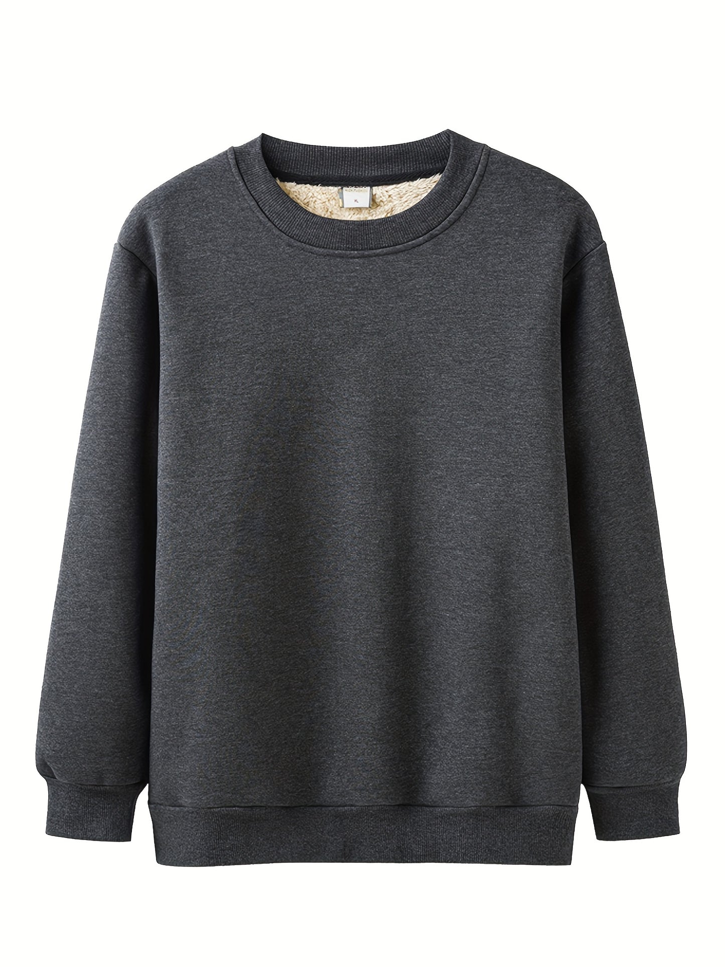 Plus Taille Hommes Solide Crew Neck Sweatshirt Pour Le Printemps \ u002FAutumn, Surdimensionné À La Mode À Manches Longues Pull Pour Les Hommes, Vêtements Pour Hommes