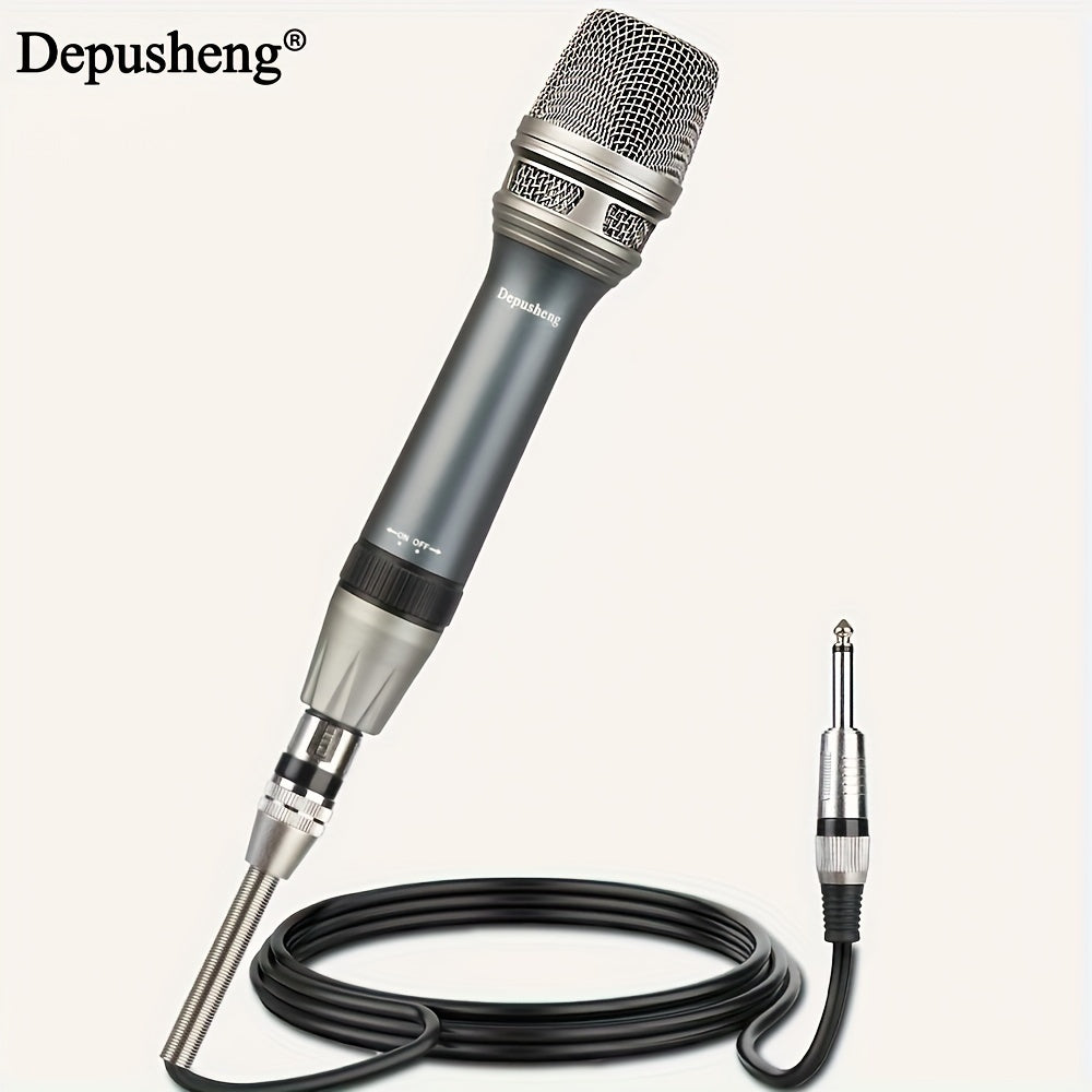 Depusheng C90 Professional Dynamic Vocal Microphone - Moving Coil Dynamic Cardioid Unidirectional Handheld Microphone With ON\u002FOFF Switch Includes 177in XLR Audio Cable To 1\u002F4'' Audio Connection