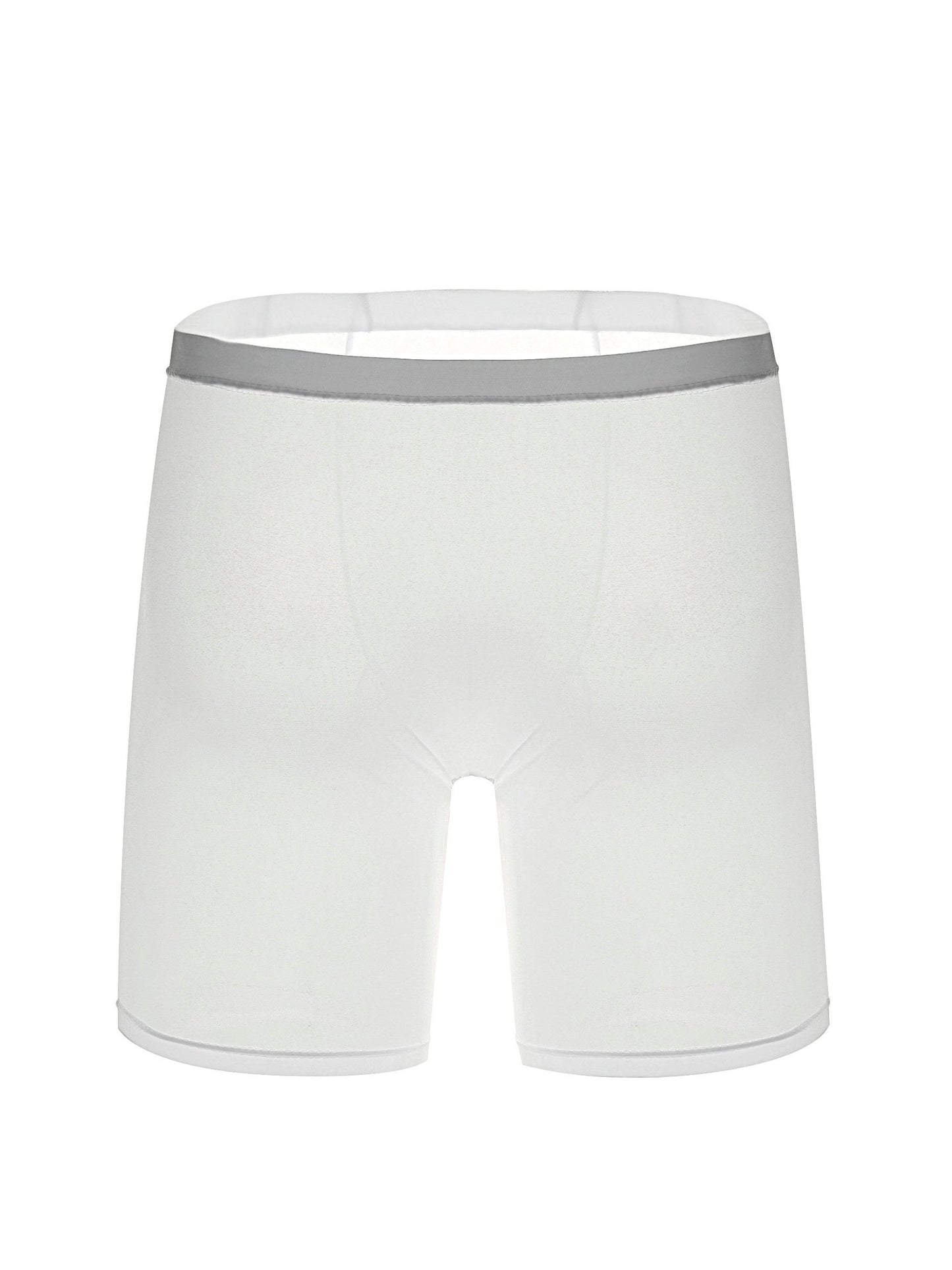 3pcs Plus Size Men's Ice Silk Cool Long Boxer Briefs Shorts, Sexy Ultra-thin High Elastic Soft Breathable Comfy Boxer Trunks, Men's Underwear