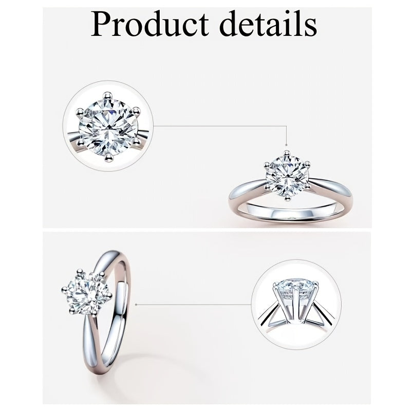 1\u002F2\u002F3\u002F5ct Moissanite Ring 925 Sterling Silver Engagement Wedding Ring For Female Suitable For Banquet Party Official Occasions Anniversary Gift