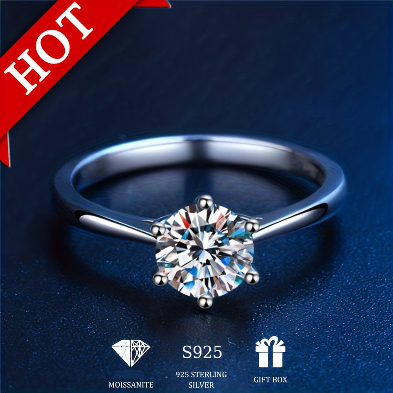 1\u002F2\u002F3\u002F5ct Moissanite Ring 925 Sterling Silver Engagement Wedding Ring For Female Suitable For Banquet Party Official Occasions Anniversary Gift