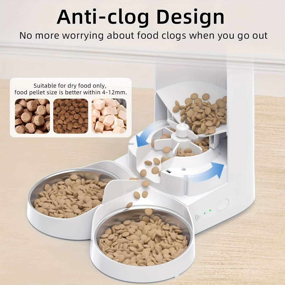 ROJECO Smart Automatic pet Feeder with Remote Control and WiFi Connectivity - Dispenses Kibble for Dogs and Cats, Ensuring Timely and Accurate Feeding