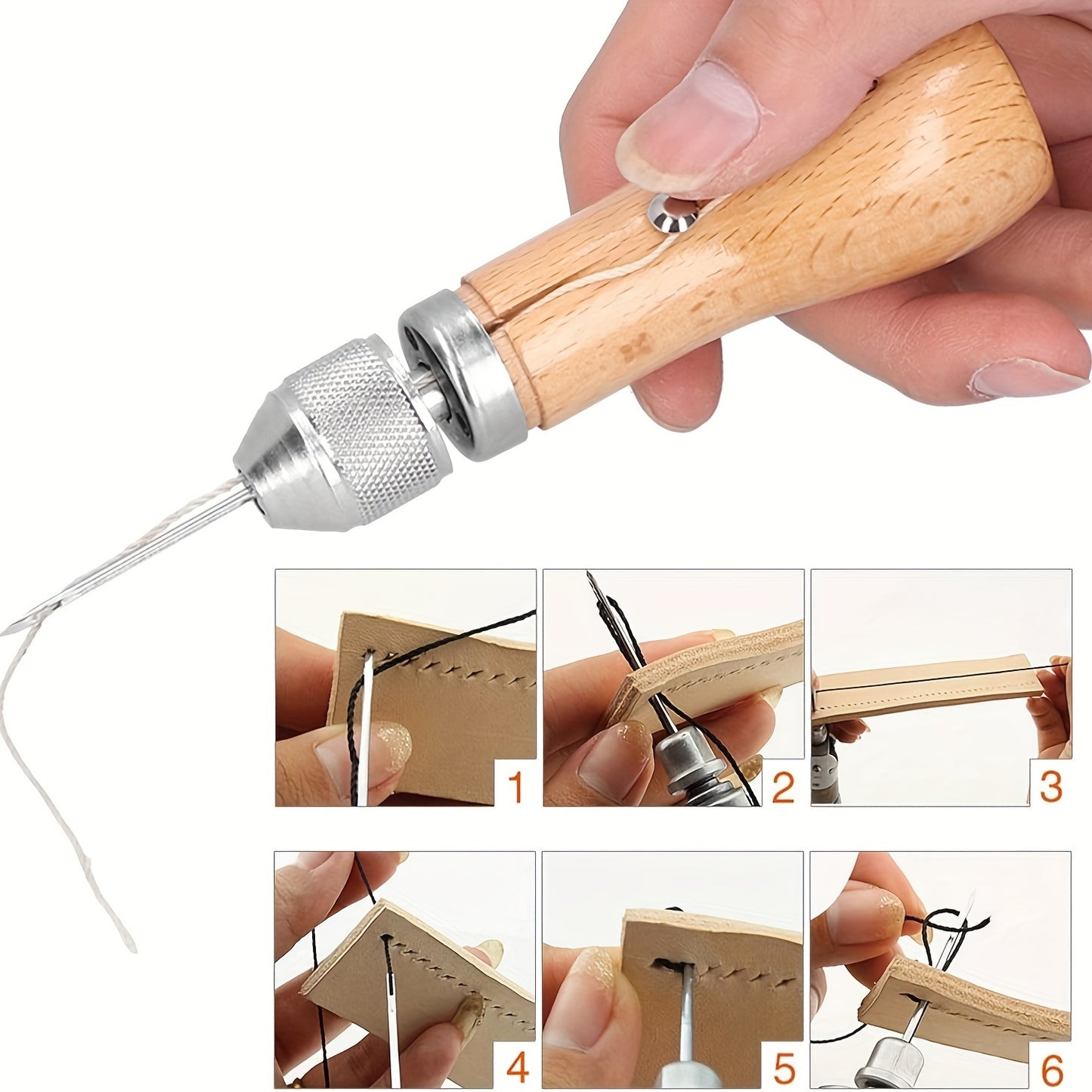 1pc Sewing Awl Kit Portable Leather Sewing Awl Kit Including Handheld Sewing Repair Awl Straight Threads With Small Screwdriver For DIY Craft Leather Canvas Repair Saddles Coat Seat