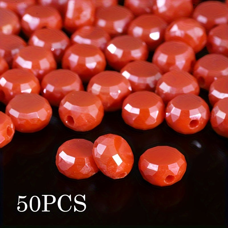 50Pcs 8mm Round Faceted Beads For DIY Valentine's Day Bracelet Necklace Jewelry Making Accessories