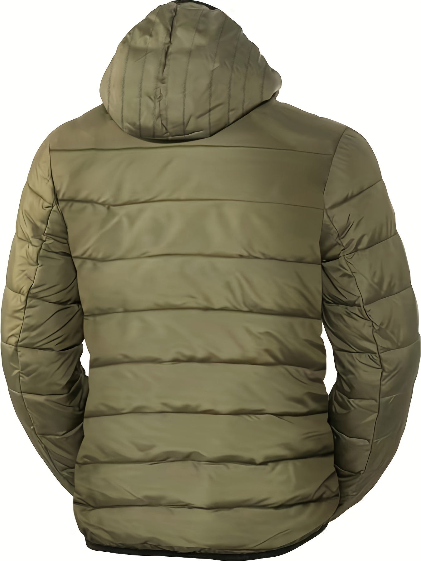 Men's Plus Size Solid Chevron Hooded Quilted Jacket For Winter, Regular Lighweight Padded Outwear For Big & Tall Males, Men's Clothing Winter Coat Vest For Hunting Hiking Camping Fishing